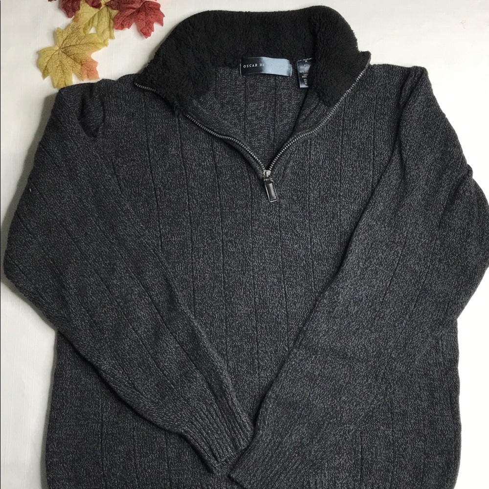 OSCAR DE LA RENTA SWEATER PULLOVER 1/4 ZIP SIZE M